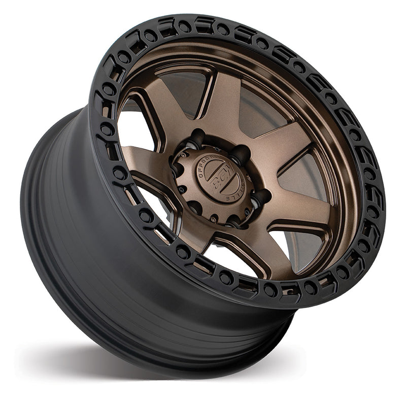 Load image into Gallery viewer, BGW ATLAS Bronze w/Black Bead wheel angle view - premium bronze finish with black outer ring