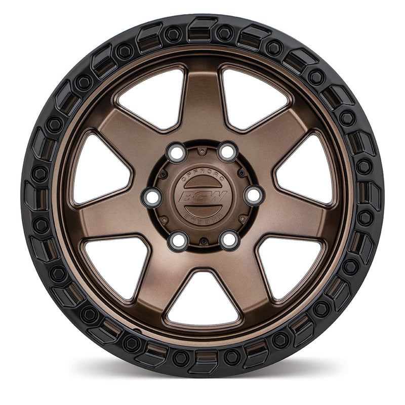 Load image into Gallery viewer, BGW ATLAS Bronze w/Black Bead wheel front view - 7-spoke off-road alloy wheel 6/139.7 PCD