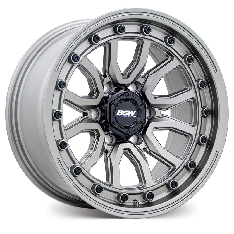Load image into Gallery viewer, BGW VULCAN Grey alloy wheel with split-spoke design for 4x4 and SUV vehicles
