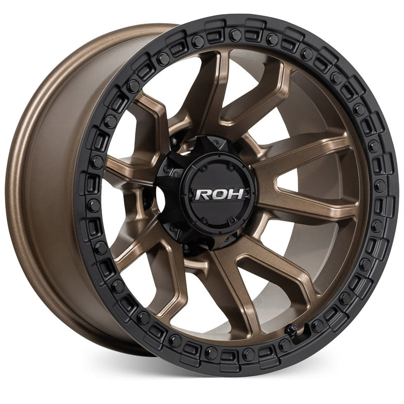 Load image into Gallery viewer, ROH Alloy Wheels RAID 5 Matt Bronze w/Matt Black Lip