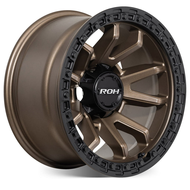 Load image into Gallery viewer, ROH Alloy Wheels RAID 5 Matt Bronze w/Matt Black Lip