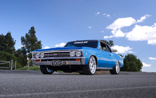 1967 Chevrolet Chevelle SS 396 on Alloy Creations AC525 Polished 20-inch staggered wheels – low front three-quarter view