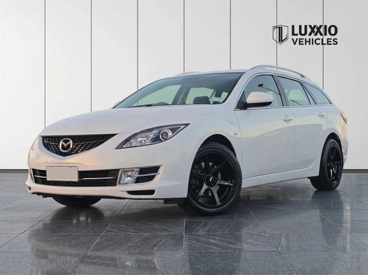 2010 Mazda 6 Atenza wagon on BGW JD-6 Gloss Black wheels 17x7.5 – front three-quarter view