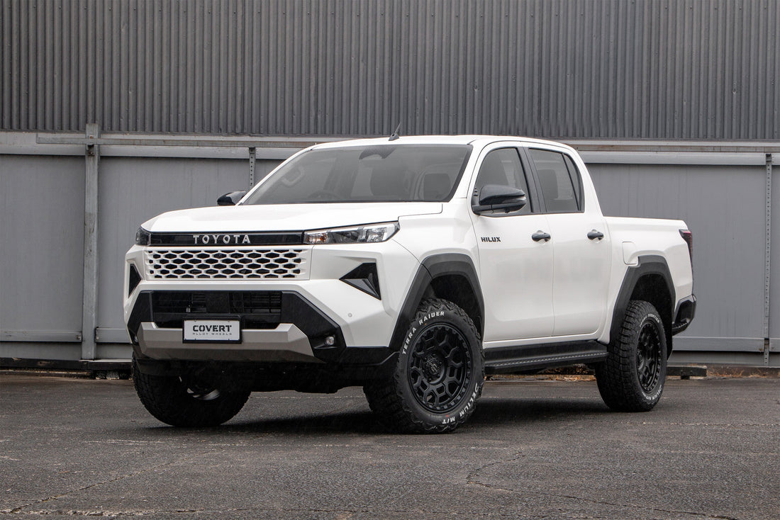 2026 Toyota Hilux on Covert RTO5 Matte Black alloy wheels