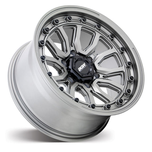 BGW VULCAN Grey wheel angle view showing aggressive split-spoke pattern and premium grey finish