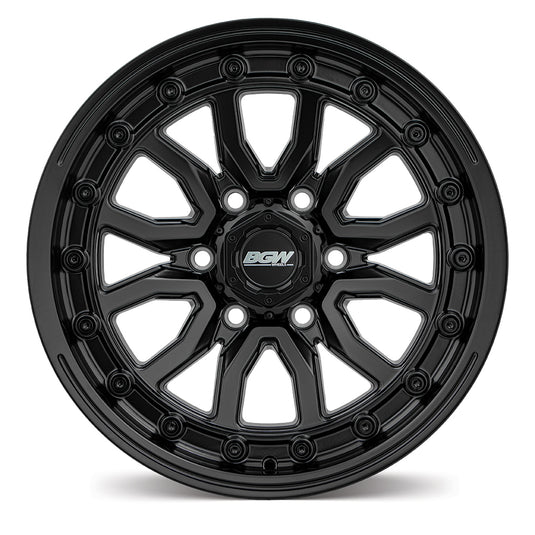 BGW VULCAN Matt Black wheel front view displaying 6/139.7 PCD fitment for Hilux, Ranger, and Triton