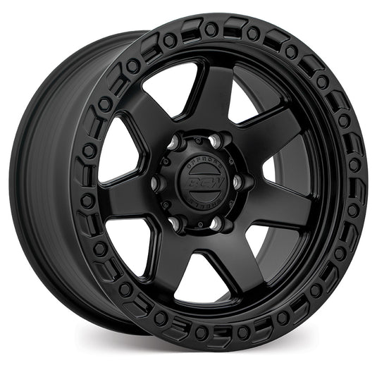 BGW ATLAS Matt Black alloy wheel 17x8.5 with beadlock-inspired design and 7-spoke configuration