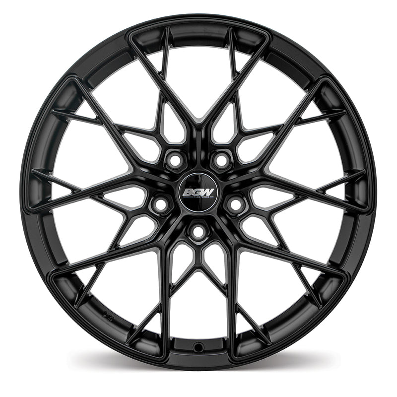 Load image into Gallery viewer, BGW ZURICH Matt Black wheel face close-up - precision-engineered spoke pattern and stealthy finish
