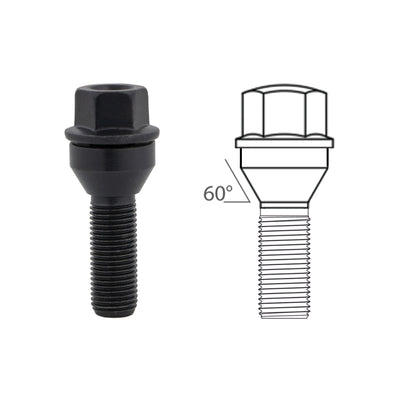 M14x1.5 37mm LONG BOLT 19mm HEX BLACK AMAROK