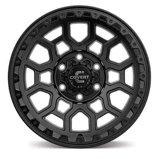 Covert Wheels RTO5 Matt Black alloy wheel - face view highlighting premium tactical styling and finish