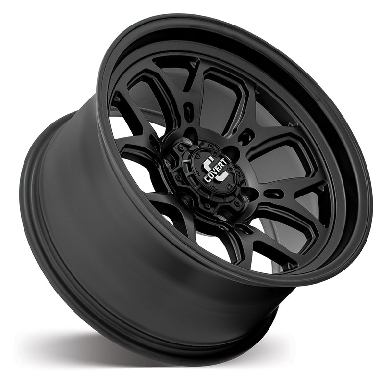 Load image into Gallery viewer, Covert Wheels RTO6 Matt Black - angled view showing spoke detail and finish
