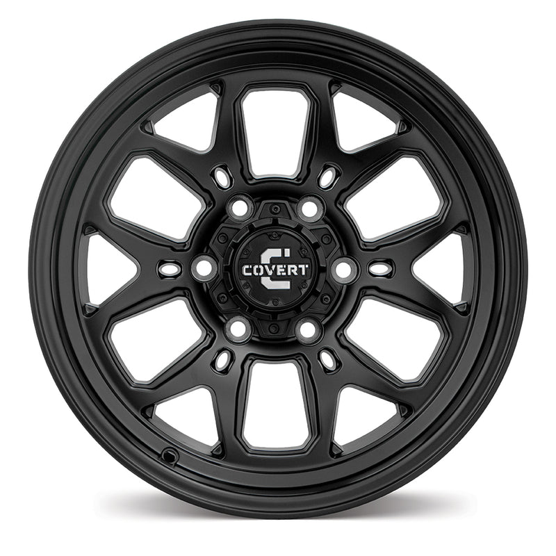 Load image into Gallery viewer, Covert Wheels RTO6 Matt Black - front view displaying 6/139.7 PCD fitment
