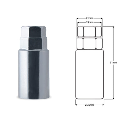 19mm SOCKET w/DUAL 19mm / 21mm HEX