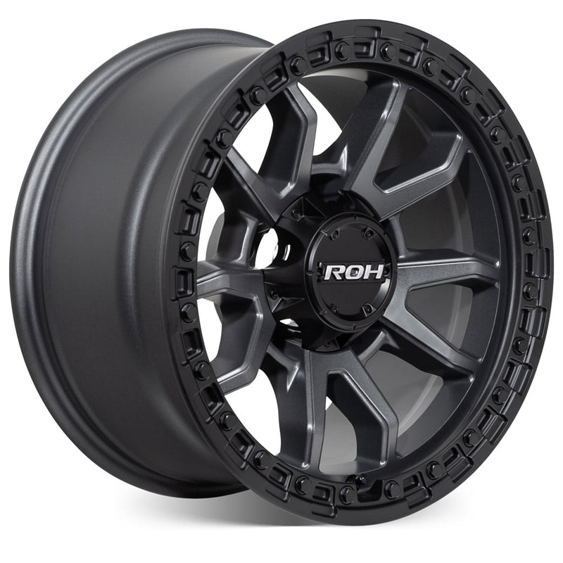 Load image into Gallery viewer, ROH Alloy Wheels RAID 5 Matt Gunmetal w/Matt Black Rim Edge
