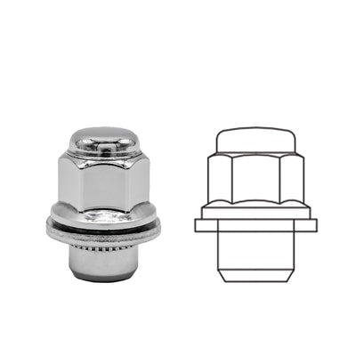 M12x1.25 21mm HEX SHANK NUT W/WASHER NISSAN CHROME