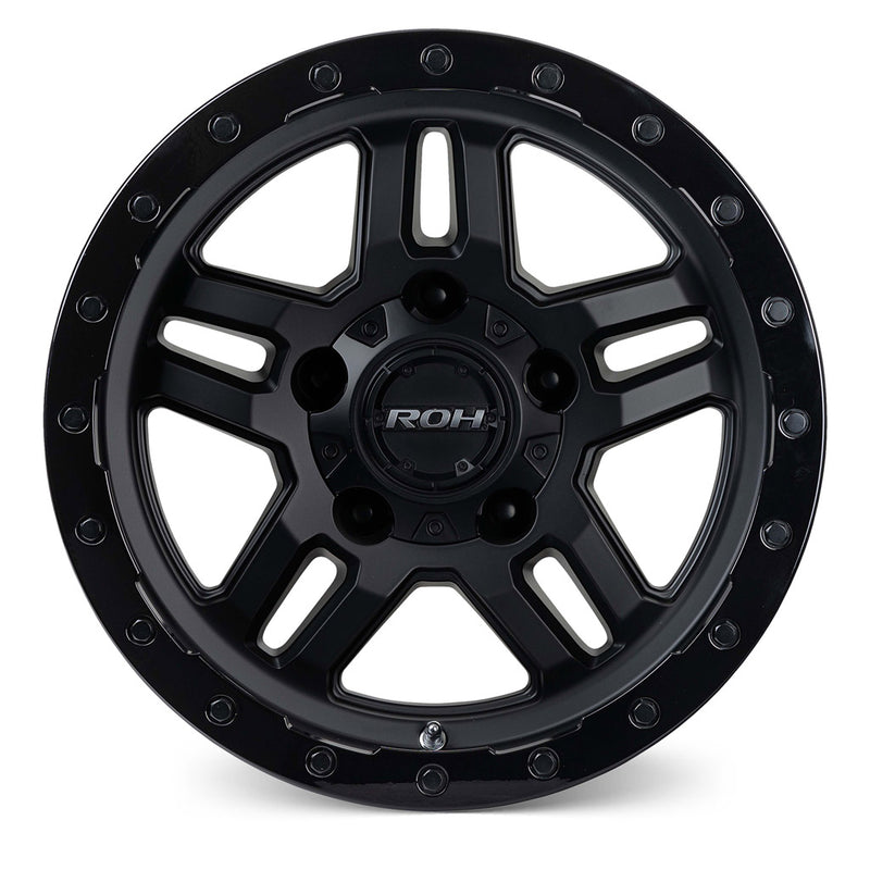 Load image into Gallery viewer, ROH Alloy Wheels HAMMER Matt Black w/Gloss Lip &amp; Anodised Bolts
