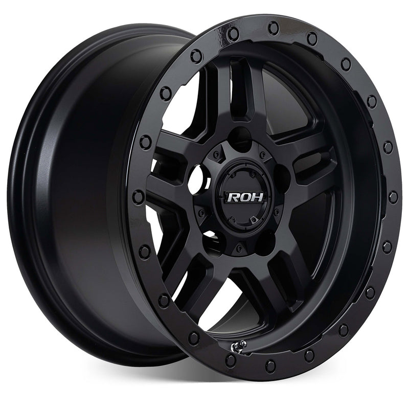 Load image into Gallery viewer, ROH Alloy Wheels HAMMER Matt Black w/Gloss Lip &amp; Anodised Bolts
