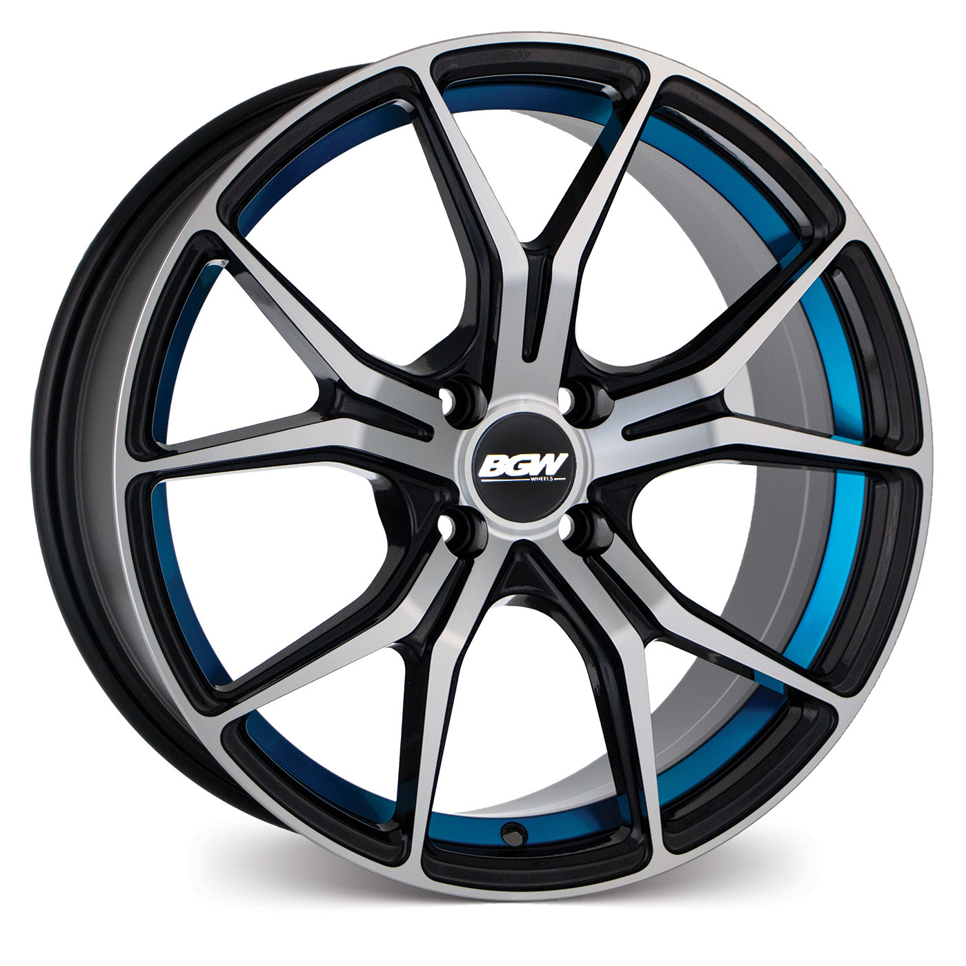 BGW COMPTON[Gloss Black w/Machined Face & Blue Undercut]